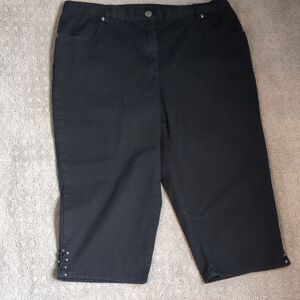 Black Cropped Pants with Metal Stud Detail